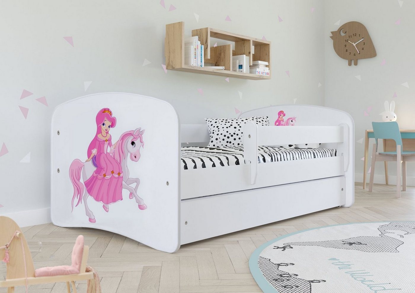 Bjird Kinderbett Babydream 180x80 cm 160x80 cm 140x70 cm (optional mit Matratze, mit Schublade Rausfallschutz und Lattenrost), verschieden Farben und Varianten für Mädchen und Jungen von Bjird