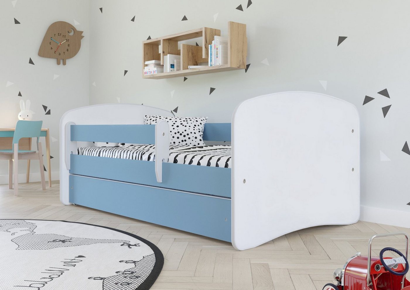 Bjird Kinderbett Babydream 180x80 cm 160x80 cm 140x70 cm (optional mit Matratze, mit Schublade Rausfallschutz und Lattenrost), verschieden Farben und Varianten für Mädchen und Jungen von Bjird