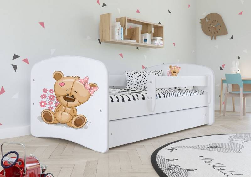 Bjird Kinderbett Babydream 180x80 cm 160x80 cm 140x70 cm (optional mit Matratze, mit Schublade Rausfallschutz und Lattenrost), verschieden Farben und Varianten für Mädchen und Jungen von Bjird