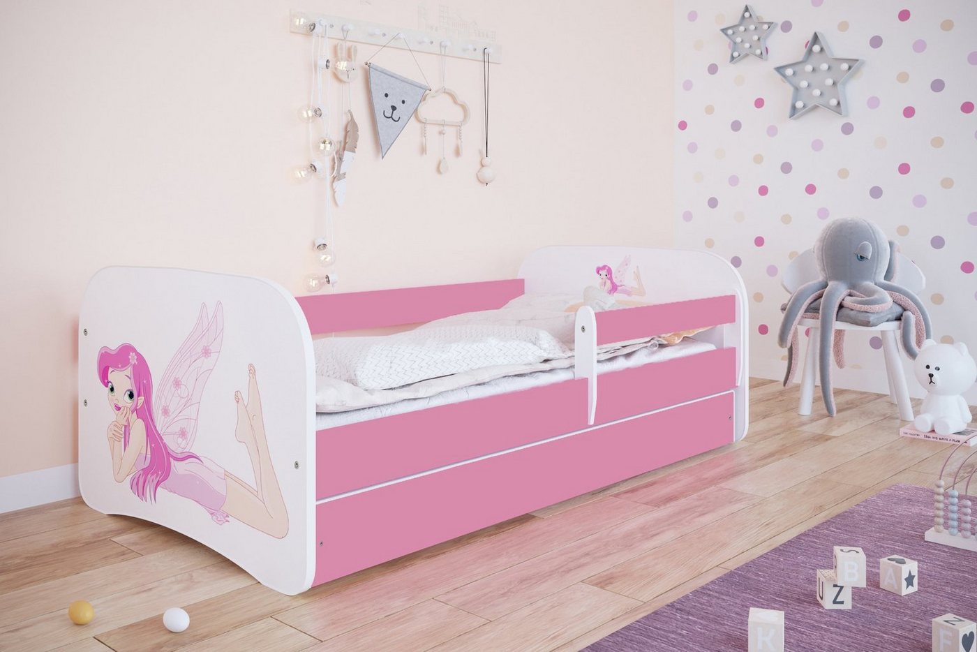 Bjird Kinderbett Babydream 180x80 cm 160x80 cm 140x70 cm (optional mit Matratze, mit Schublade Rausfallschutz und Lattenrost), verschieden Farben und Varianten für Mädchen und Jungen von Bjird