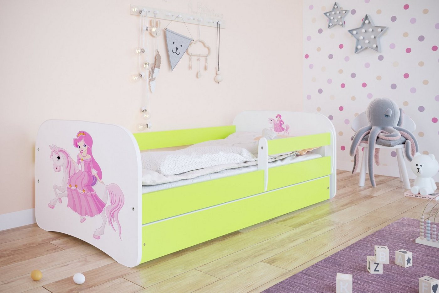 Bjird Kinderbett Babydream 180x80 cm 160x80 cm 140x70 cm (optional mit Matratze, mit Schublade Rausfallschutz und Lattenrost), verschieden Farben und Varianten für Mädchen und Jungen von Bjird