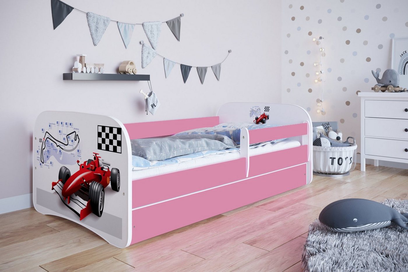 Bjird Kinderbett Babydream 180x80 cm 160x80 cm 140x70 cm (optional mit Matratze, mit Schublade Rausfallschutz und Lattenrost), verschieden Farben und Varianten für Mädchen und Jungen von Bjird