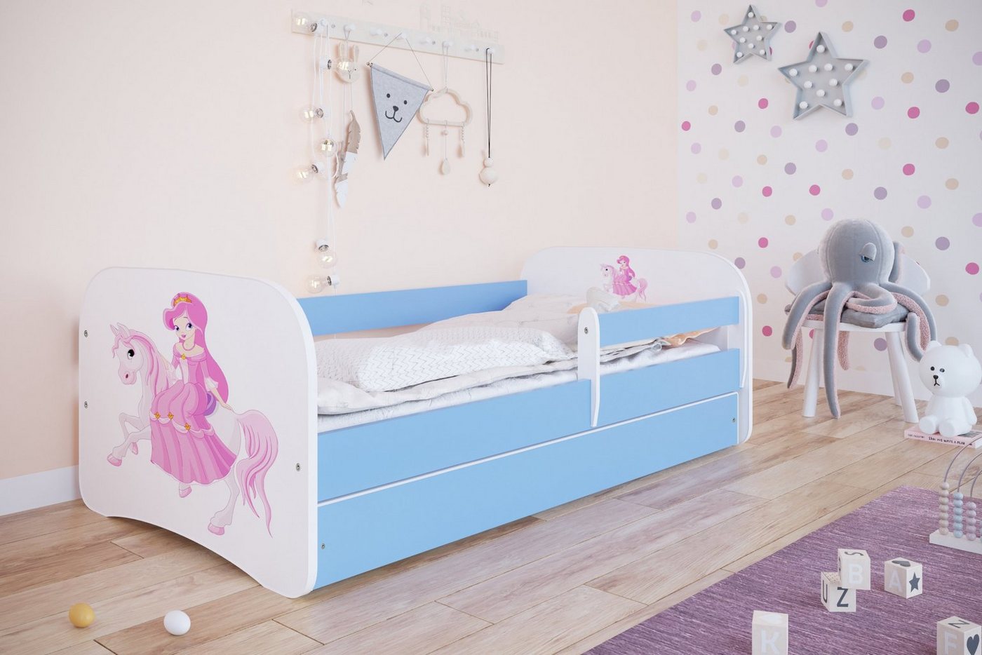 Bjird Kinderbett Babydream 180x80 cm 160x80 cm 140x70 cm (optional mit Matratze, mit Schublade Rausfallschutz und Lattenrost), verschieden Farben und Varianten für Mädchen und Jungen von Bjird