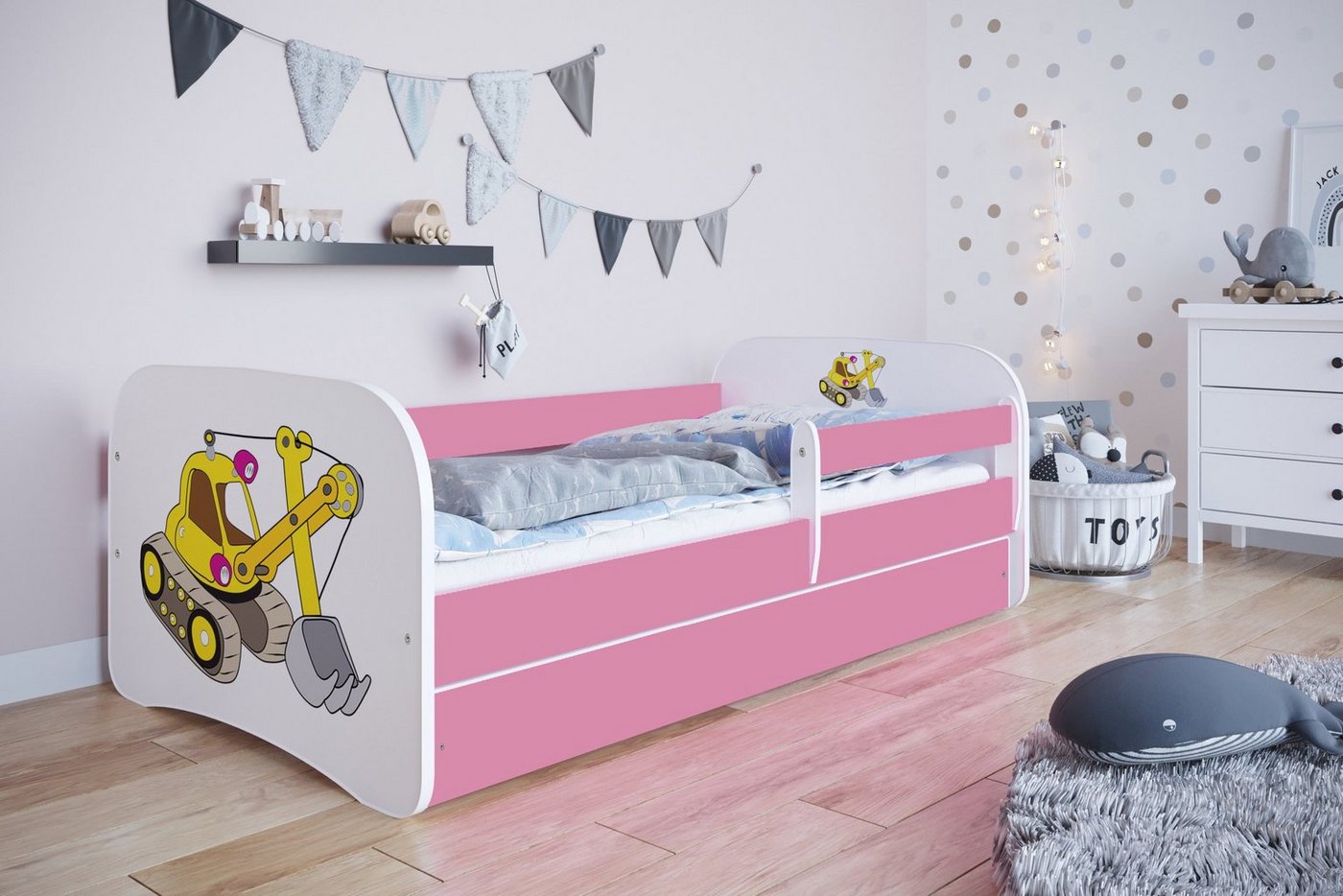 Bjird Kinderbett Babydream 180x80 cm 160x80 cm 140x70 cm (optional mit Matratze, mit Schublade Rausfallschutz und Lattenrost), verschieden Farben und Varianten für Mädchen und Jungen von Bjird