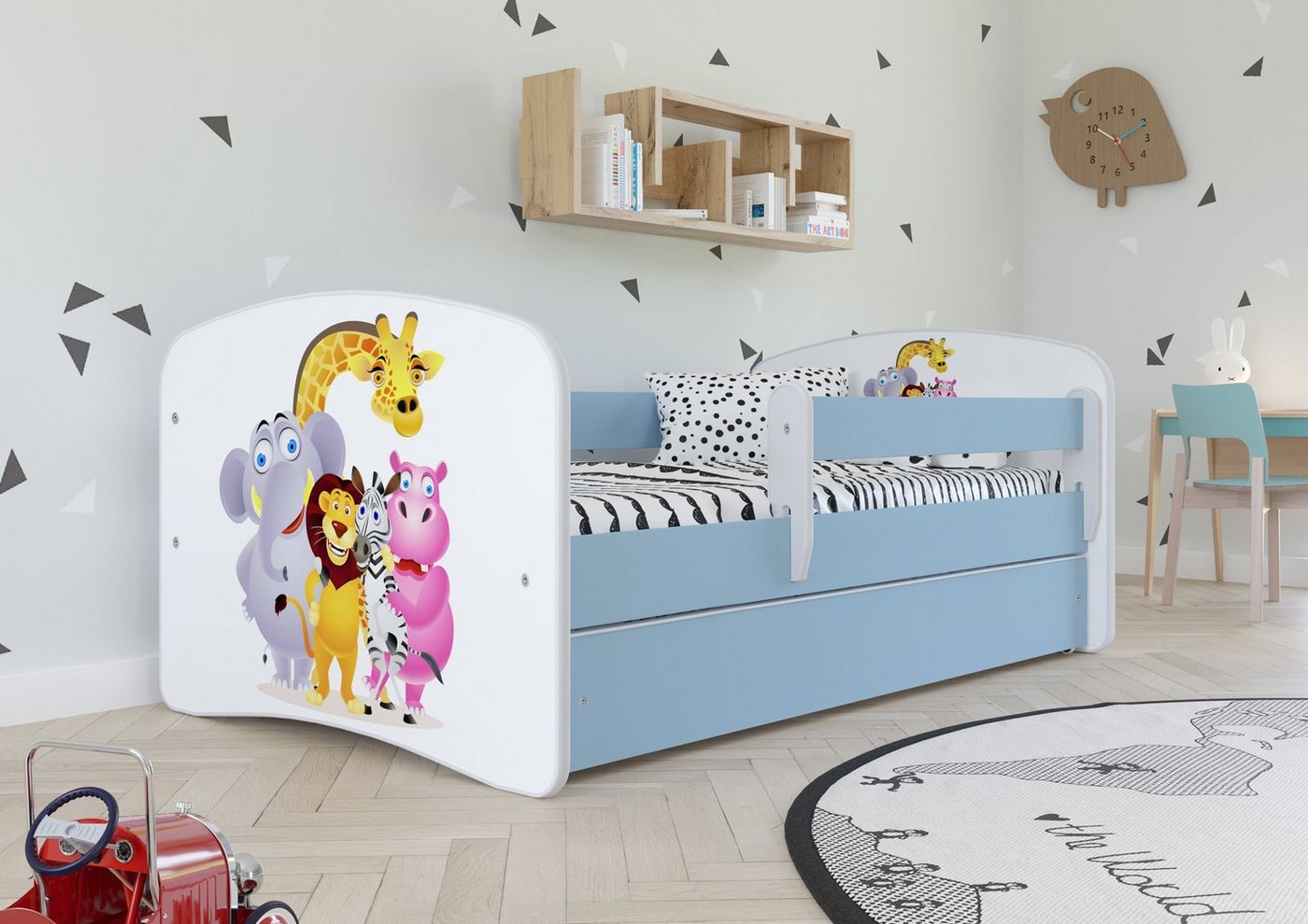 Bjird Kinderbett Babydream 180x80 cm 160x80 cm 140x70 cm (optional mit Matratze, mit Schublade Rausfallschutz und Lattenrost), verschieden Farben und Varianten für Mädchen und Jungen von Bjird