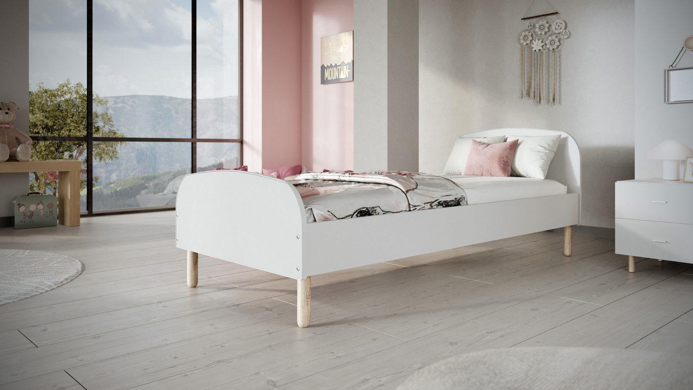 Bjird Kinderbett Jugendbett 200x90 cm / 180x90 cm im skandinavischen Stil (optional mit Matratze), Hochwertige Materialien und modernes Design von Bjird