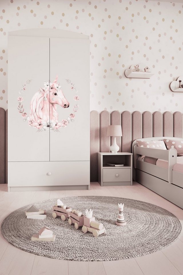 Bjird Kinderkleiderschrank Kleiderschrank Babydreams (4 Einlegeböden und Schublade) Mit Kleiderstange, 175x90x52 cm, verschieden Farben und Varianten für Mädchen und Jungen von Bjird