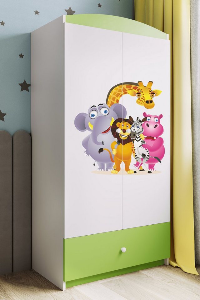 Bjird Kinderkleiderschrank Kleiderschrank Babydreams (4 Einlegeböden und Schublade) Mit Kleiderstange, 175x90x52 cm, verschieden Farben und Varianten für Mädchen und Jungen von Bjird