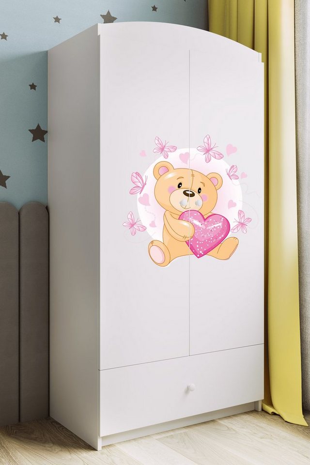 Bjird Kinderkleiderschrank Kleiderschrank Babydreams (4 Einlegeböden und Schublade) Mit Kleiderstange, 175x90x52 cm, verschieden Farben und Varianten für Mädchen und Jungen von Bjird