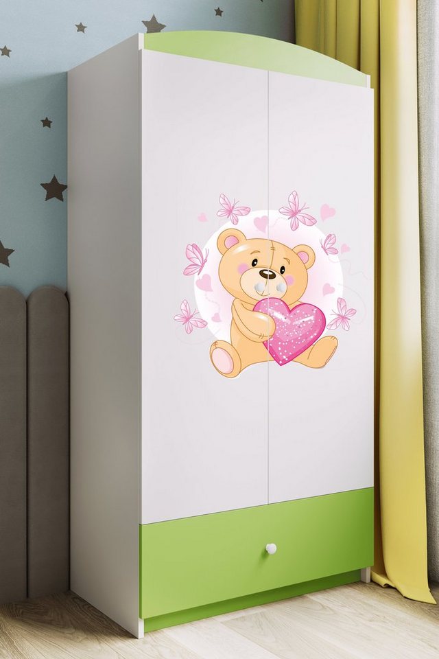 Bjird Kinderkleiderschrank Kleiderschrank Babydreams (4 Einlegeböden und Schublade) Mit Kleiderstange, 175x90x52 cm, verschieden Farben und Varianten für Mädchen und Jungen von Bjird