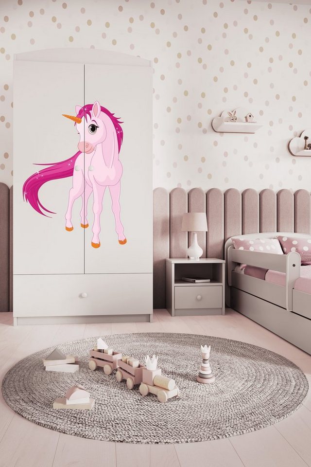 Bjird Kinderkleiderschrank Kleiderschrank Babydreams (4 Einlegeböden und Schublade) Mit Kleiderstange, 175x90x52 cm, verschieden Farben und Varianten für Mädchen und Jungen von Bjird