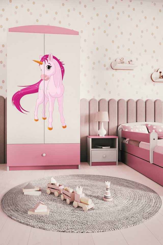 Bjird Kinderkleiderschrank Kleiderschrank Babydreams (4 Einlegeböden und Schublade) Mit Kleiderstange, 175x90x52 cm, verschieden Farben und Varianten für Mädchen und Jungen von Bjird