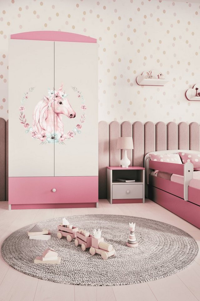 Bjird Kinderkleiderschrank Kleiderschrank Babydreams (4 Einlegeböden und Schublade) Mit Kleiderstange, 175x90x52 cm, verschieden Farben und Varianten für Mädchen und Jungen von Bjird