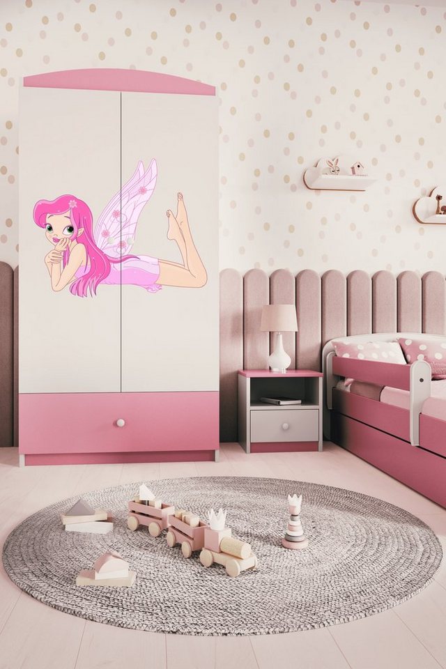 Bjird Kinderkleiderschrank Kleiderschrank Babydreams (4 Einlegeböden und Schublade) Mit Kleiderstange, 175x90x52 cm, verschieden Farben und Varianten für Mädchen und Jungen von Bjird