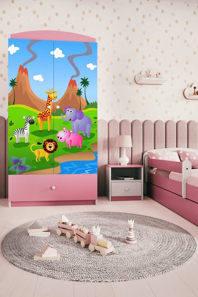 Bjird Kinderkleiderschrank Kleiderschrank Babydreams (4 Einlegeböden und Schublade) Mit Kleiderstange, 175x90x52 cm, verschieden Farben und Varianten für Mädchen und Jungen von Bjird