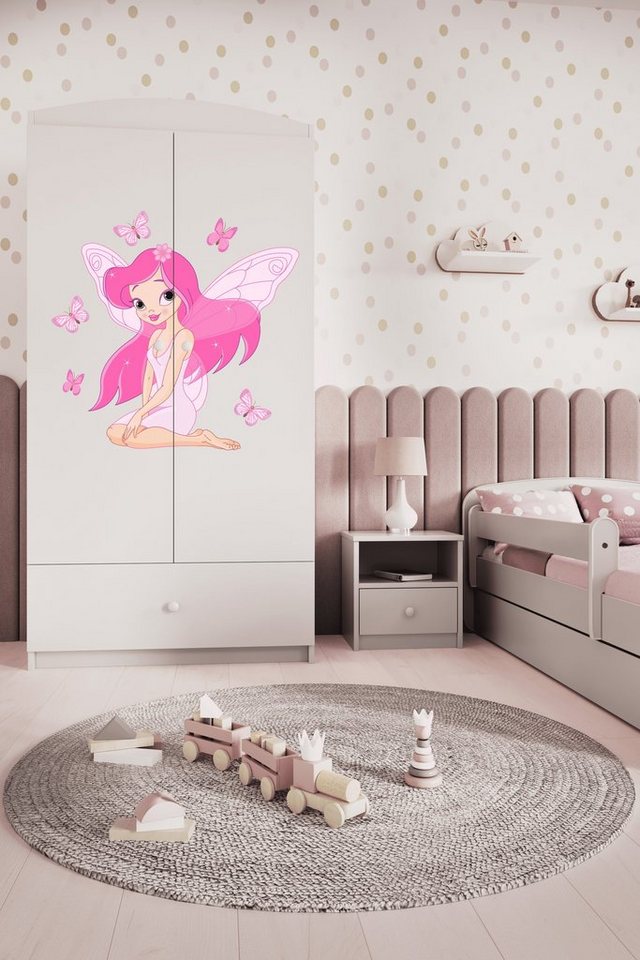 Bjird Kinderkleiderschrank Kleiderschrank Babydreams (4 Einlegeböden und Schublade) Mit Kleiderstange, 175x90x52 cm, verschieden Farben und Varianten für Mädchen und Jungen von Bjird