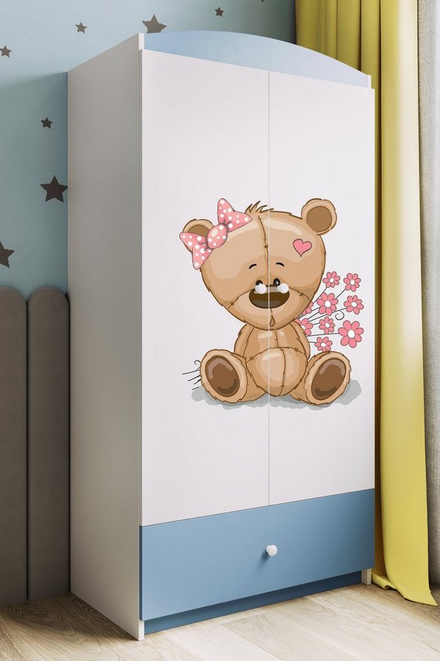 Bjird Kinderkleiderschrank Kleiderschrank Babydreams (4 Einlegeböden und Schublade) Mit Kleiderstange, 175x90x52 cm, verschieden Farben und Varianten für Mädchen und Jungen von Bjird