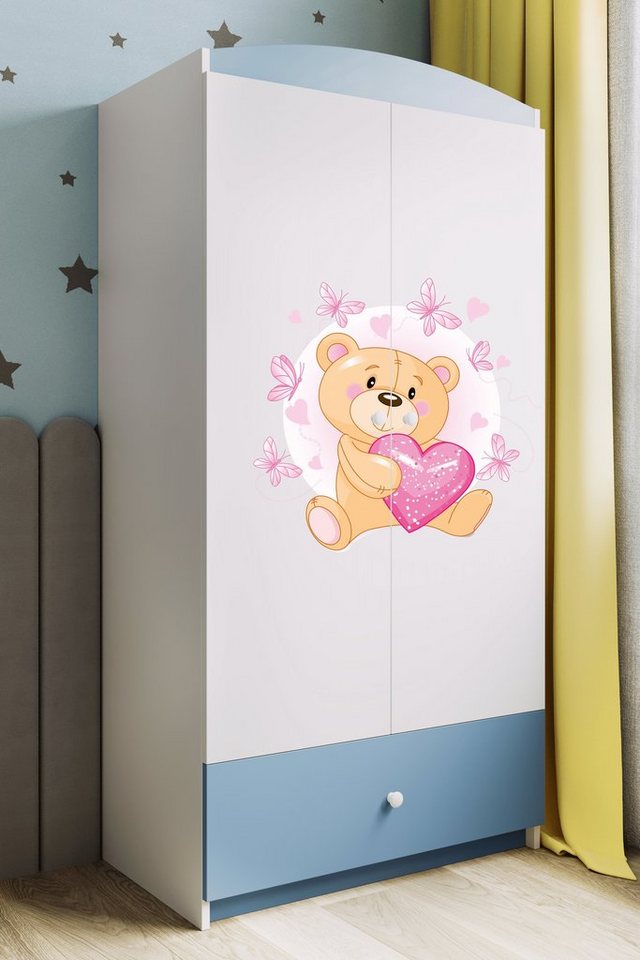 Bjird Kinderkleiderschrank Kleiderschrank Babydreams (4 Einlegeböden und Schublade) Mit Kleiderstange, 175x90x52 cm, verschieden Farben und Varianten für Mädchen und Jungen von Bjird