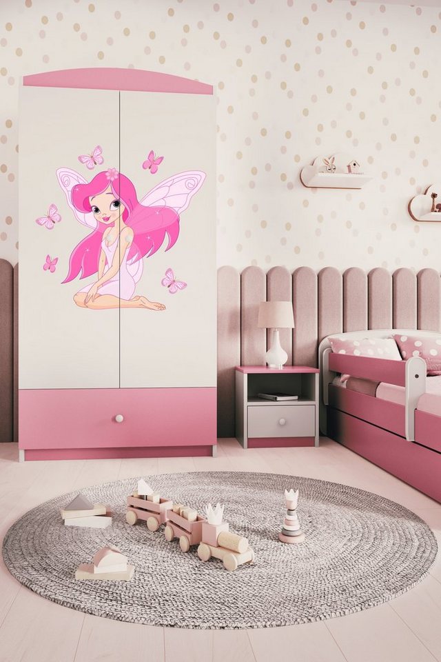 Bjird Kinderkleiderschrank Kleiderschrank Babydreams (4 Einlegeböden und Schublade) Mit Kleiderstange, 175x90x52 cm, verschieden Farben und Varianten für Mädchen und Jungen von Bjird