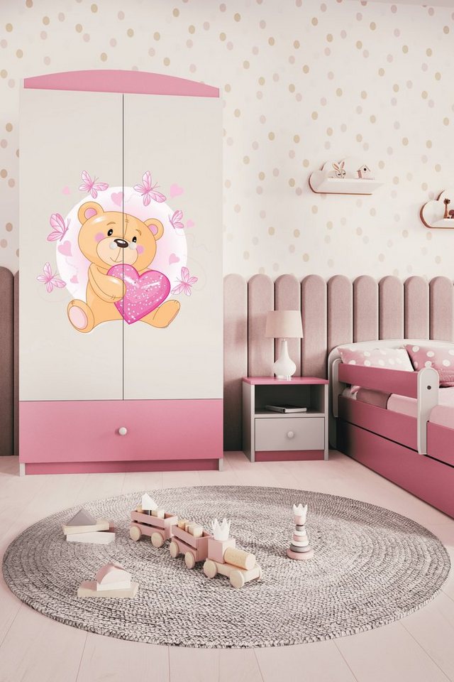 Bjird Kinderkleiderschrank Kleiderschrank Babydreams (4 Einlegeböden und Schublade) Mit Kleiderstange, 175x90x52 cm, verschieden Farben und Varianten für Mädchen und Jungen von Bjird