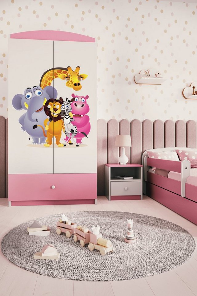 Bjird Kinderkleiderschrank Kleiderschrank Babydreams (4 Einlegeböden und Schublade) Mit Kleiderstange, 175x90x52 cm, verschieden Farben und Varianten für Mädchen und Jungen von Bjird