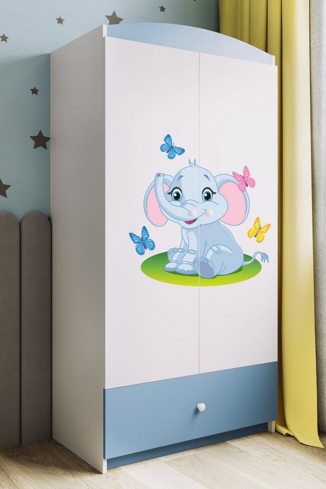 Bjird Kinderkleiderschrank Kleiderschrank Babydreams (4 Einlegeböden und Schublade) Mit Kleiderstange, 175x90x52 cm, verschieden Farben und Varianten für Mädchen und Jungen von Bjird