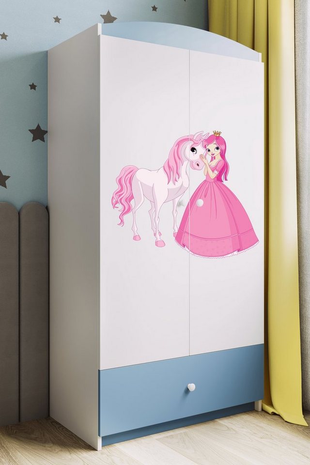 Bjird Kinderkleiderschrank Kleiderschrank Babydreams (4 Einlegeböden und Schublade) Mit Kleiderstange, 175x90x52 cm, verschieden Farben und Varianten für Mädchen und Jungen von Bjird