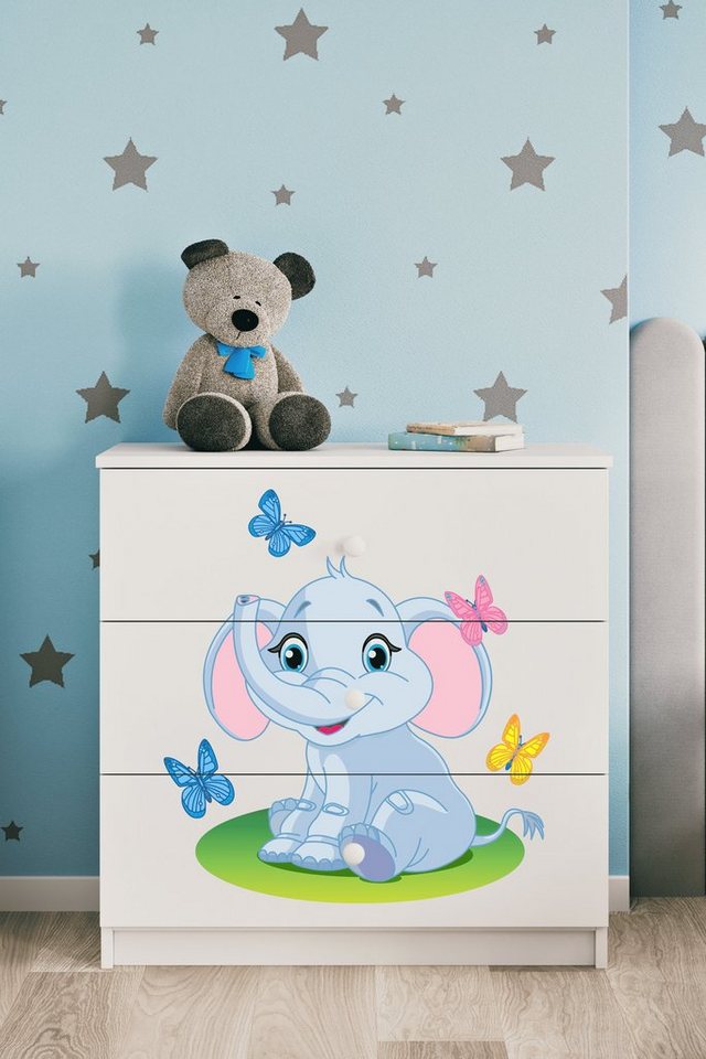 Bjird Kommode Babydream (mit 3 Schubladen), Breite 80 cm, verschiedene Farben und Motive von Bjird