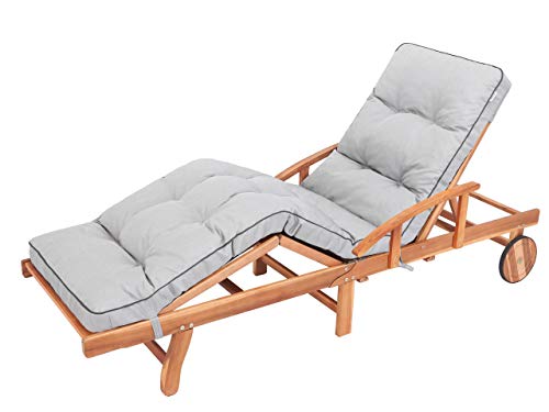 Bjird Liegenauflage, Auflage für Gartenliege 200 x 55 x 8 cm, Auflagen für Deckchair, Polsterauflage für Sonnenliege, Kissen für Liegestuhl, gesteppt - Grau (Aschgrau) von Bjird