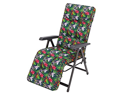 Bjird Liegenauflage 160x50x8 cm - Auflage für Gartenstuhl mit Fußstütze, Gartenliege und Liegestuhl – Wasserabweisend, UV-beständig, mit Bindebändern und Gummibefestigung - 160 x 50 cm, Blumen von Bjird