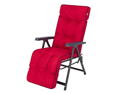 Bjird Liegenauflage 160x50x8 cm - Auflage für Gartenstuhl mit Fußstütze, Gartenliege und Liegestuhl – Wasserabweisend, UV-beständig, mit Bindebändern und Gummibefestigung - 160 x 50 cm, Rot von Bjird