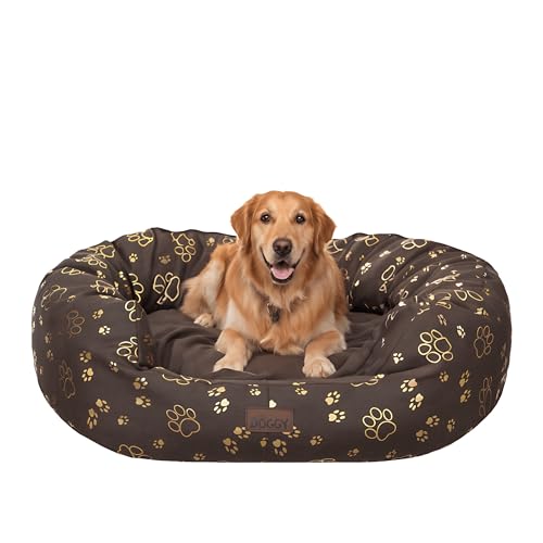 Bjird Oval Hundebett Grosse Hunde Wasserdicht - Hundedecke Sofa, Hundebett Mittelgroße Hunde - Waschbares Hundesofa - Oeko-Tex Hundekissen Dog Bed 114x94 cm Braun 3D XXL von Bjird