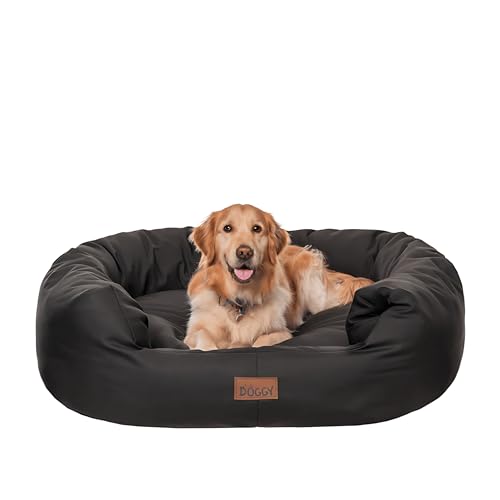 Bjird Oval Hundebett Grosse Hunde Wasserdicht - Hundedecke Sofa, Hundebett Mittelgroße Hunde - Waschbares Hundesofa - Oeko-Tex Hundekissen Dog Bed 114x94 cm Schwarz XXL von Bjird