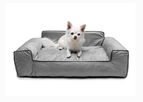 Bjird Hundebett - Hundekorb für kleine mittelgroße & große Hunde - Hundekissen - Hundesofa - Bezug abnehmbar und waschbar - Glamour New - Größe: M: 78 x 53 cm - Grau Fancy von Bjird