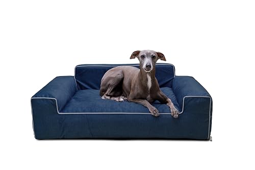 Bjird Hundebett - Hundekorb für kleine mittelgroße & große Hunde - Hundekissen - Hundesofa - Bezug abnehmbar und waschbar - Glamour New - Größe: M: 78 x 53 cm - Navyblau Fancy von Bjird