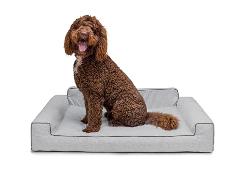 Bjird Hundebett - Hundekorb für kleine mittelgroße & große Hunde - Hundekissen - Hundesofa - Bezug abnehmbar und waschbar - Glamour New - Größe: L: 98 x 66 cm - Asche Inari von Bjird