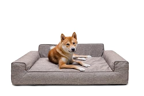 Bjird Hundebett - Hundekorb für kleine mittelgroße & große Hunde - Hundekissen - Hundesofa - Bezug abnehmbar und waschbar - Glamour New - Größe: L: 98 x 66 cm - Cappuccino Inari von Bjird