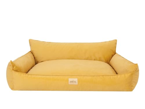 Bjird Hundebett - Hundekorb für kleine mittelgroße & große Hunde - Hundekissen - Hundesofa - Bezug abnehmbar und waschbar - Joker - Größe: M: 82 x 63 cm - Gelb Fancy von Bjird