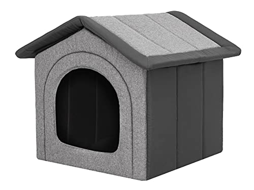 Hundehaus Hundehütte für große Hunde - Katzenhaus, Katzenhöhle - mit herausnehmbarem Dach - Tierhaus für Katzen und Hunde für Drinnen / Indoor - Graphit - 70 x 60 x 63 cm [R5 / XXL] von Bjird