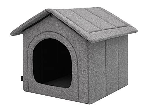 Hundehaus Hundehütte für mittelgroße Hunde - Katzenhaus, Katzenhöhle - mit herausnehmbarem Dach - Tierhaus für Katzen und Hunde für Drinnen / Indoor - Graphit - 60 x 55 x 60 cm [R4 / XL] von Bjird