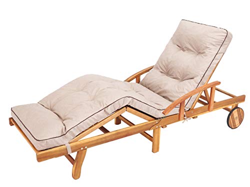 Liegenauflage, Auflage für Gartenliege 200 x 55 x 8 cm, Auflagen für Deckchair, Polsterauflage für Sonnenliege, Kissen für Liegestuhl, gesteppt - Beige von Bjird