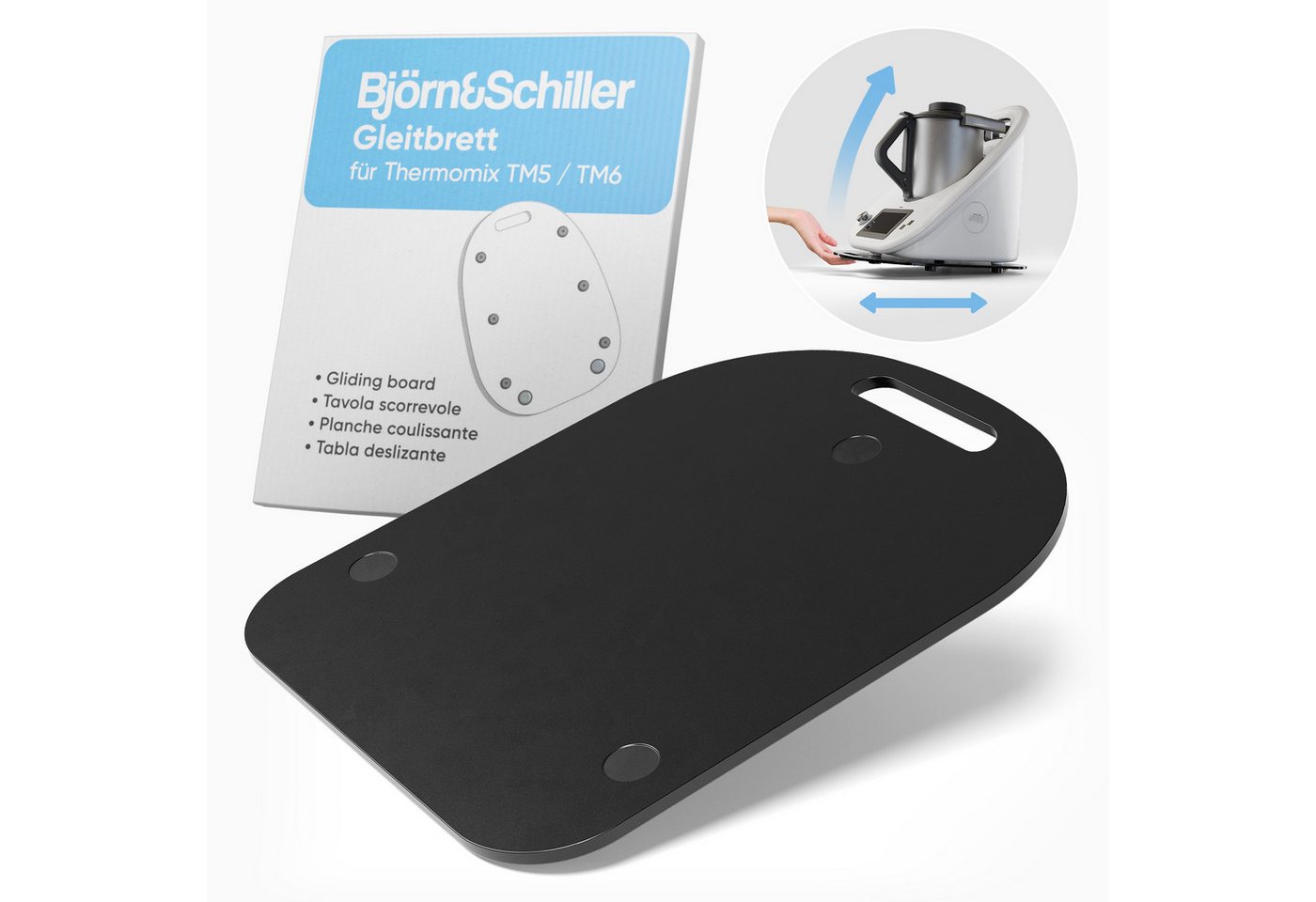 Björn&Schiller Küchenmaschinen Zubehör-Set Gleitbrett für Thermomix TM6 und TM5 mit Anti-Rutsch-Füßen, aus Acryl, Zubehör für Thermomix TM6 und TM5, Gleitbrett mit Teflon-Gleitern, Stabiles Acrylbrett, Schwarz Björn&Schiller Küchenmaschinen Zubehör-Set Gleitbrett für Thermomix TM6 und TM5 mit Anti-Rutsch-Füßen, aus Acryl, Zubehör für Thermomix TM6 und TM5, Gleitbrett mit Teflon-Gleitern, Stabiles Acrylbrett, Schwarz von Björn&Schiller