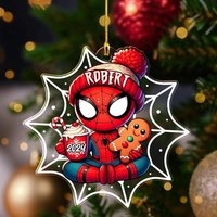 Personalisierte Spidey Weihnachtsverzierung, Spiderman 2024 Verzierung, Superheld Verzierung von BjornHeunischShop