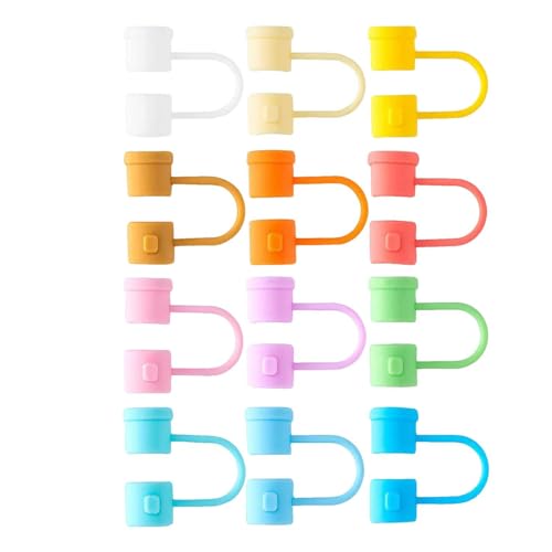 12Pcs Silikon-Strohhalm-Spitzen-Abdeckung, wiederverwendbare Trinkhalm-Abdeckungen Kappe, bunter Strohhalm-Stecker staubdichtes Trinken StrohTopper für 8-10mm große Strohhalme Haus (Camouflage, 8mm) von Bkazwe