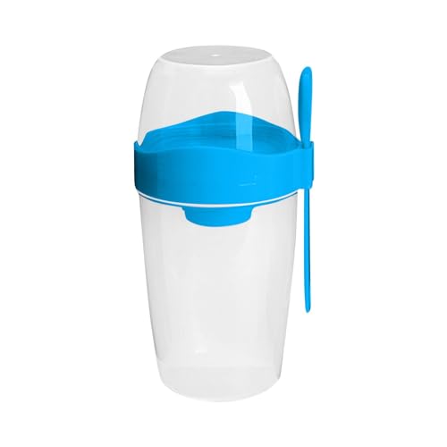 Müslibecher to Go Groß Joghurtbecher Kinder Salatbecher Porridge Becher mit Löffel Deckel 310ml+560ml Müsli Behälter Joghurt Müslibox Dressing Frühstücksbehälter 3 IN1 Overnight Oats (A, one Size) von Bkazwe