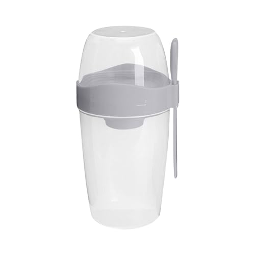 Müslibecher to Go Groß Joghurtbecher Kinder Salatbecher Porridge Becher mit Löffel Deckel 310ml+560ml Müsli Behälter Joghurt Müslibox Dressing Frühstücksbehälter 3 IN1 Overnight Oats (B, one Size) von Bkazwe