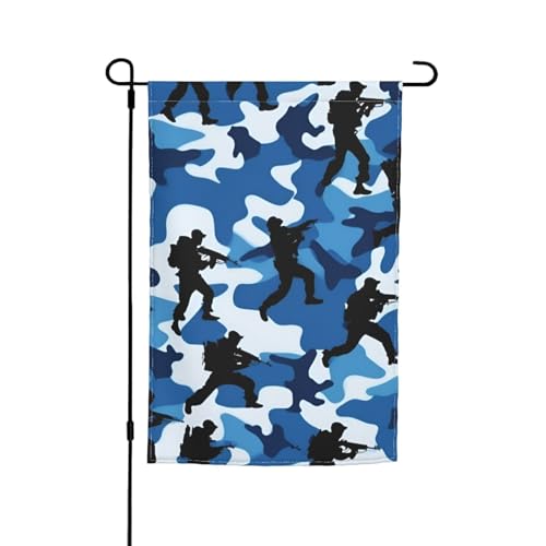 Blauer Camouflage-Druck, 30,5 x 45,7 cm, Veranda-Flagge, Ganzjahresflagge, Hofdekoration, Terrassen-Flagge, Innenhof-Dekoration von Bkdogkt