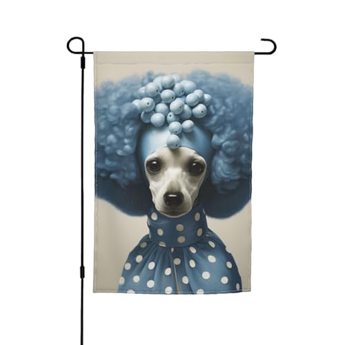 Blauer Pudel mit Punkten, bedruckt, 30,5 x 45,7 cm, für Veranda, alle Jahreszeiten, für den Außenbereich, Hof, Terrasse, Hofdekoration Blauer Pudel mit Punkten, bedruckt, 30,5 x 45,7 cm, für Veranda, alle Jahreszeiten, für den Außenbereich, Hof, Terrasse, Hofdekoration von Bkdogkt