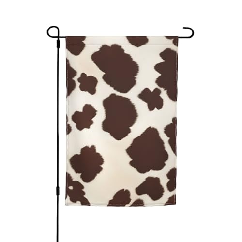 Braune Kuhfell-Druckflagge, 30,5 x 45,7 cm, für Veranda, alle Jahreszeiten, für den Außenbereich, Hof, Terrasse, Hofdekoration von Bkdogkt