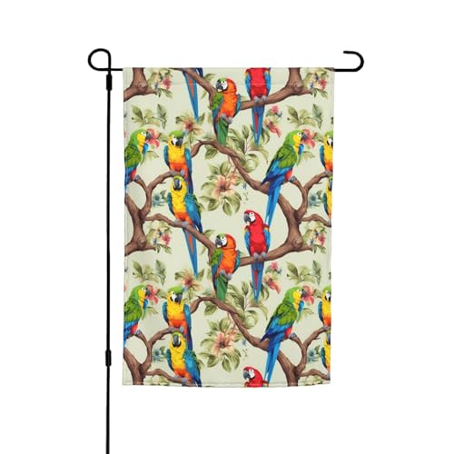 Bunte Papageien auf Baum, 30,5 x 45,7 cm, für Veranda, alle Jahreszeiten, Outdoor-Flaggen, Hofdekoration von Bkdogkt
